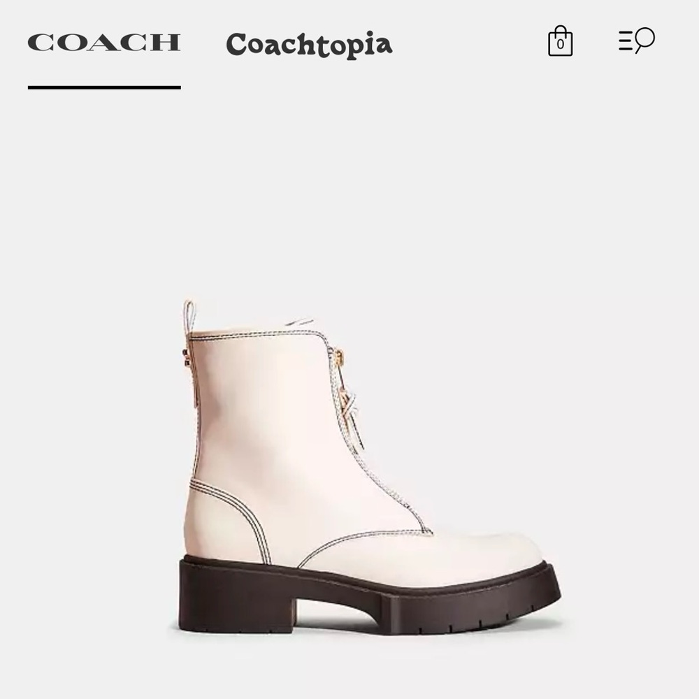 NWT Coach Liza White 90s Grunge Combat Booties Rainboots 7.5
